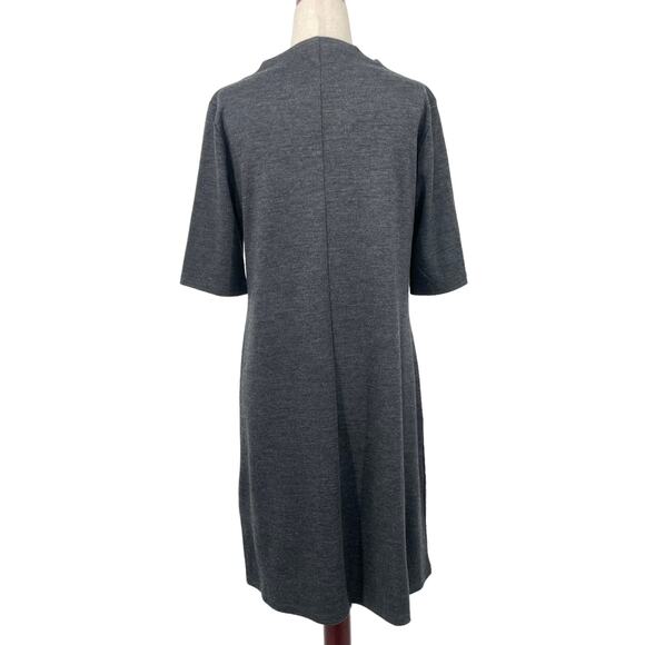 Eileen Fisher Wool Boat Neck Long Sleeve Knee Length Shift Dress Petite Small - Picture 3 of 6